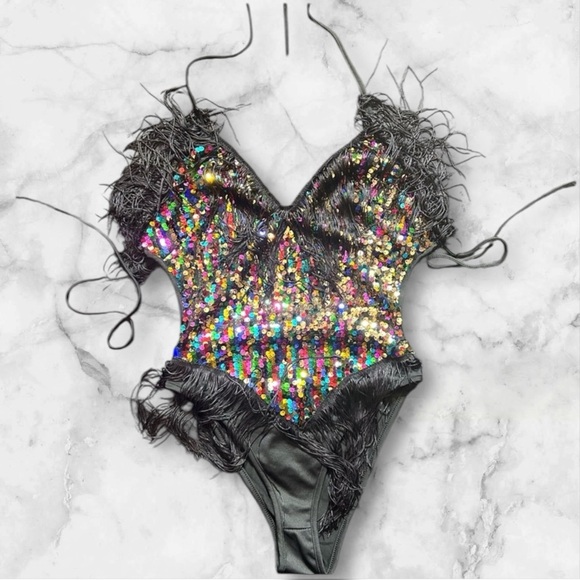 SHEIN Multicolored Ruffle Bodysuit - Picture 1 of 6